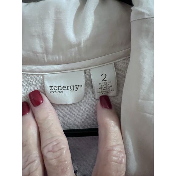 Zenergy by Chicos Floral Embroidered Open Front Cardigan, Sz. 2(L/12) - Picture 5 of 9